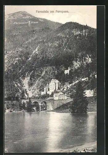 AK Fernstein a. Fernpass, Ortsansicht mit Brücke