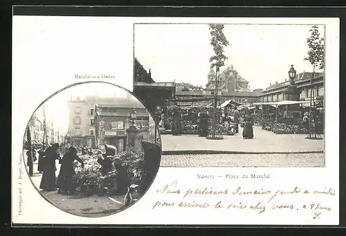 AK Nancy, Place du Marché, Marché aux Fleurs