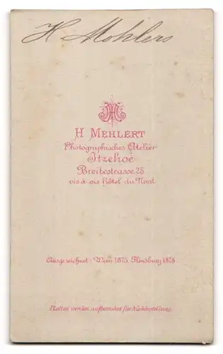 Fotografie H. Mehlert, Itzehoe, Breitestrasse 25, Bürgerlicher Herr im feinen Zwirn