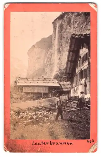 Fotografie Ad. Braun, Dornach, Ansicht Lauterbrunnen, Gutshaus am Staubbachfall