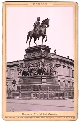 Fotografie Rob. Prager, Berlin, Ansicht Berlin, Denkmal Friedrich d. Grossen