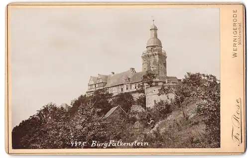 Fotografie Fr. Rose, Wernigerode, Ansicht Pansfelde, Burg Falkenstein im Harz