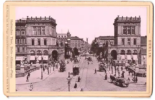 Fotografie Rob. Prager, Berlin, Ansicht Berlin, Hallesches Thor mit Pferdebahn und Belle Alliance-Platz