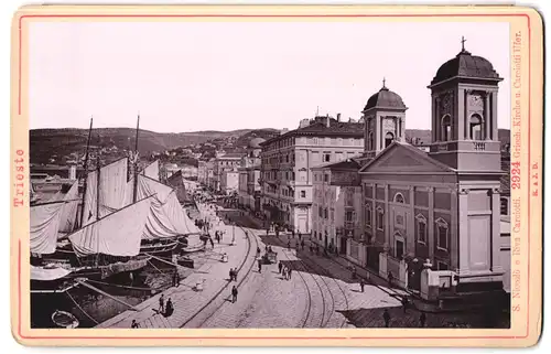Fotografie Römmler & Jonas, Dresden, Ansicht Trieste, Grich. Kirche und Carciotti Ufer, S. Nicolo e Riva Carciotti