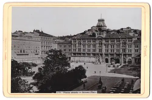 Fotografie Stengel & Co., Dresden, Ansicht Triest, Piazza grande, Grosser Platz mit Rathaus