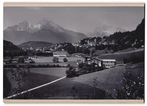 Fotografie J. B. Rottmayr, Berchtesgaden, Ansicht Berchtesgaden, Blick in den Ort mit Restaurant Göhlstein