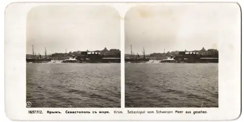 Stereo-Fotografie unbekannter Fotograf, Ansicht Sebastopol, Blick auf die Stadt an der Krim vom Meer aus