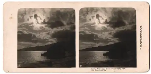 Stereo-Fotografie NPG, Ansicht Massandra, Dämmerung am Meer auf der Krim