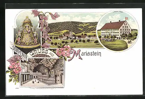Lithographie Mariastein, Hotel de la Croix, Unterirdische Gnadenkapelle