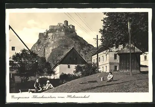 AK Aussig /Usti, Burgruine Schreckenstein vom Malerwinkel