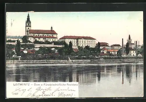 AK Leitmeritz / Litomerice, Panorama mit Kirche