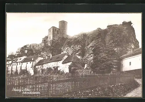 AK Aussig / Usti, Burgruine Schreckenstein