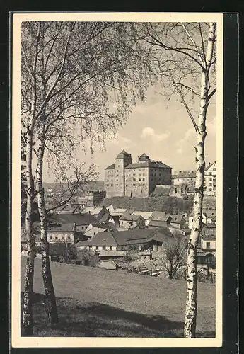 AK Jung Bunzlau / Mlada Boleslav, Schloss im Stadtbild