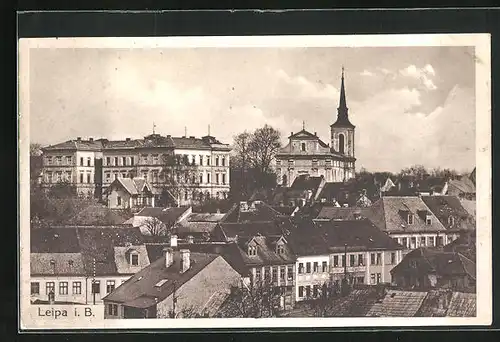 AK Leipa / Ceska Lipa, Blick über die Dächer zur Kirche