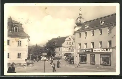 AK Grottau / Hradek Nad Nisou, Szene aus dem Ortskern