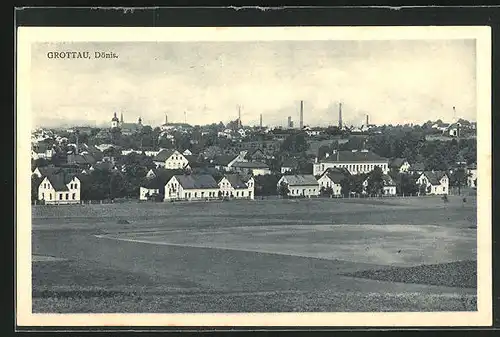 AK Grottau / Hradek Nad Nisou, Panorama vom Feld aus