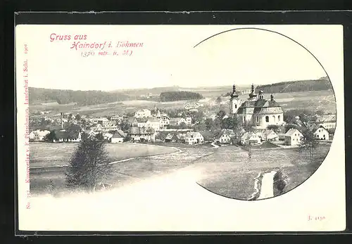 AK Haindorf / Hejnice, Kirche im Ortskern