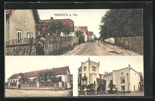 AK Trnová n. Vlt., Strassenpartie, Gebäudeansicht, Ortspartie