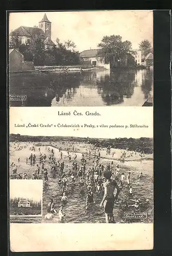 AK Celakovice, Lazne Ceske Grado v Celkovicich u Prahy, s vilou poslance p. Stribrneho