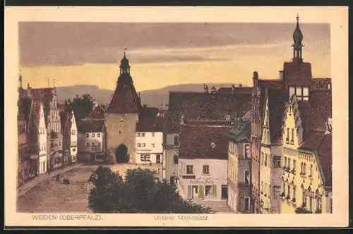 AK Weiden / Oberpfalz, Blick auf den Unteren Marktplatz