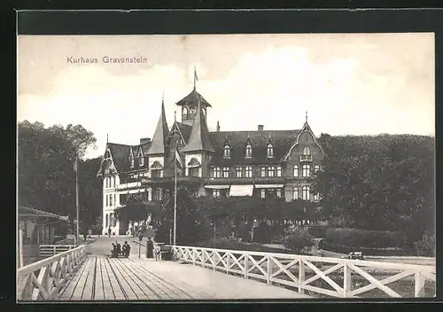 AK Gravenstein, Blick auf Kurhotel von Brücke aus