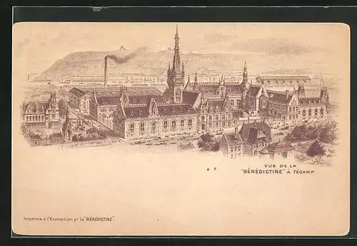 Lithographie Fécamp, Vue de la Bénédictine