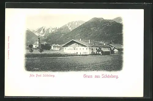 AK Schönberg, Alte Post mit Gebirge