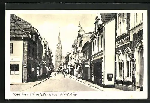 AK Kevelaer, Hauptstrasse mit Basilika