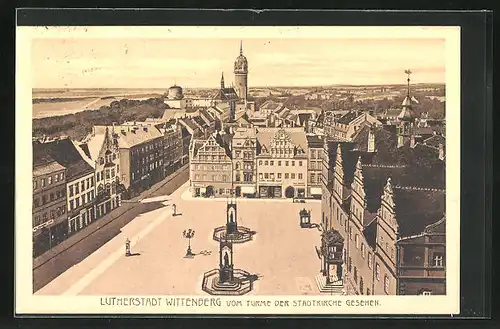 AK Wittenberg, Ortsansicht vom Turme der Stadtkirche gesehen