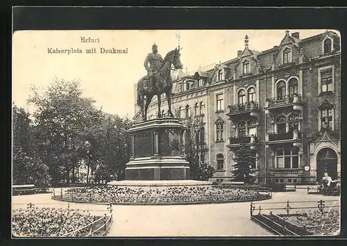 AK Erfurt, Kaiserplatz mit Denkmal