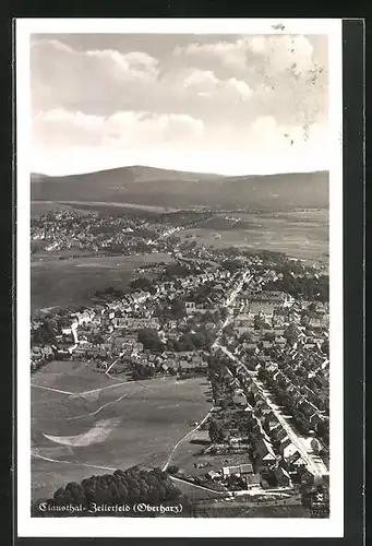 AK Clausthal-Zellerfeld /Oberharz, Ortsansicht aus der Vogelschau