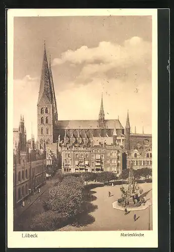 AK Lübeck, Blick auf Marienkirche
