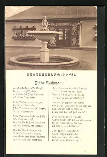 AK Brandenburg /Havel, Blick auf Brunnen vor Badeanstalt