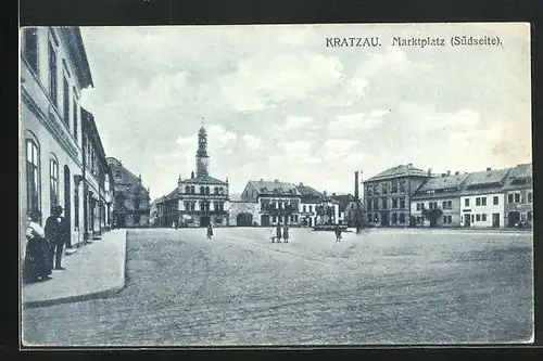 AK Kratzau, Gasthof zum Rathaus, Marktplatz