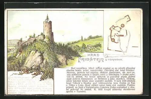 Lithographie Turnau / Turnov, Hrad Fridstejn