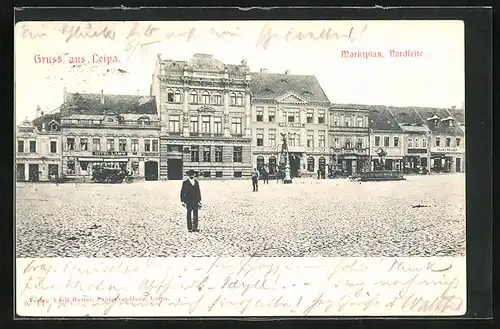 AK Leipa / Ceska Lipa, Marktplatz Nordseite mit Hotel Ross