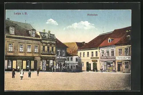 AK Leipa / Ceska Lipa, Blick auf den Marktplatz