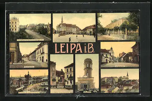 AK Leipa / Ceska Lipa, Marktplatz, Krankenhaus, Langegasse