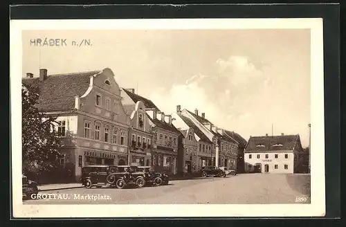 AK Grottau / Hradek Nad Nisou, Blick auf den Marktplatz