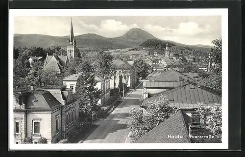 AK Haida in Böhmen, Blick auf die Poststrasse