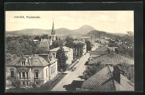 AK Haida in Böhmen, Blick auf die Poststrasse