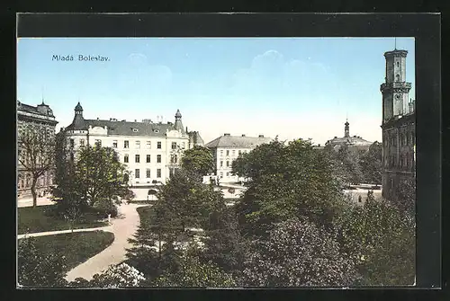 AK Jung Bunzlau / Mlada Boleslav, Blick in den Stadtpark