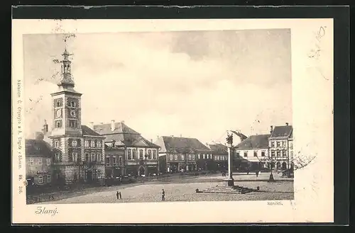 AK Schlan / Slany, Námesti, Blick auf den Marktplatz