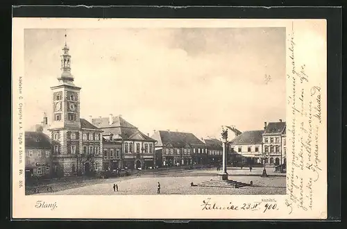 AK Schlan / Slany, Námesti, Blick auf den Marktplatz