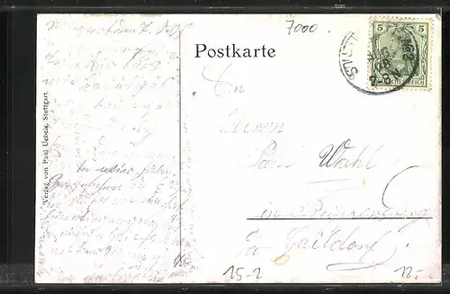 AK Stuttgart, Zeppelin über der Stadt