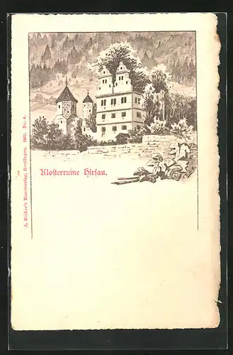 Künstler-AK Hirsau, Blick zur Klosterruine