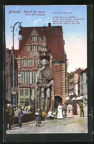 AK Bremen, Roland der Riese anno 1404 errichtet