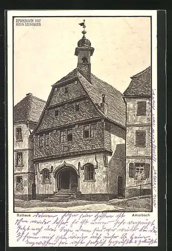 Künstler-AK Amorbach, Rathaus