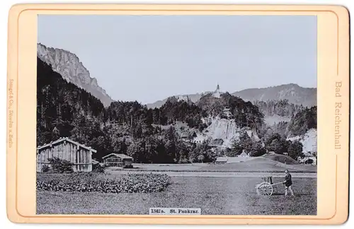 Fotografie Stengel & Co., Berlin, Ansicht St. Pankraz, Mann mit Handkarren auf dem Feld