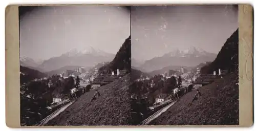 Stereo-Fotografie unbekannter Fotograf, Ansicht Berchtesgaden, Blick auf den Ort